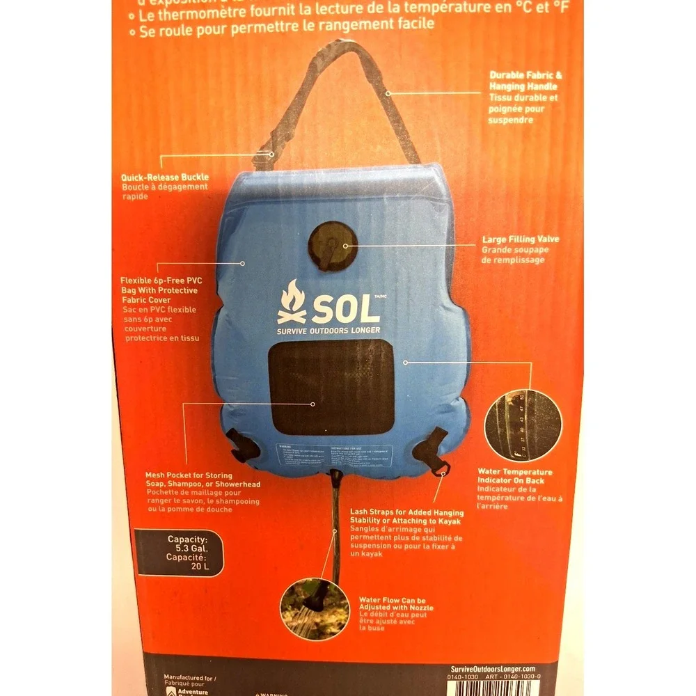 Base Camp  SOL SURVIVE OUTDOORS LONGER -Solar Shower - 20L